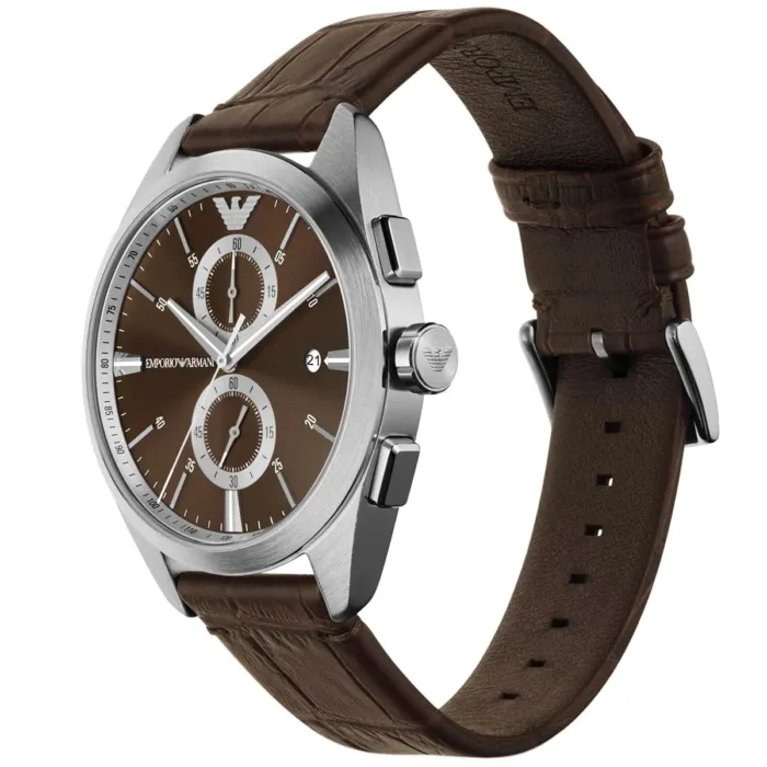 Emporio Armani Claudio Chronograph Brown Dial Brown Leather Strap Watch For Men - AR11482 - Image 6